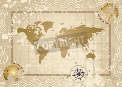 Sticker  Antique style World Map, vector illustration layered.