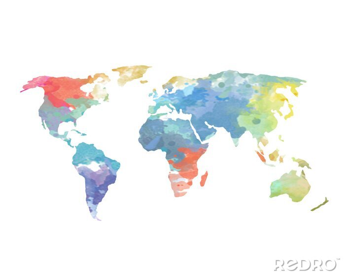 Sticker  Aquarelle Carte du monde Affiche