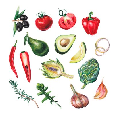 Sticker  aquarelle gros légumes mis