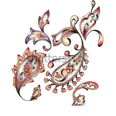 Sticker  Aquarelle Paisley Design