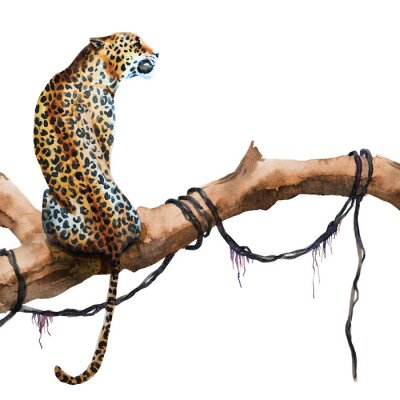 Sticker  Aquarelle raster leopard