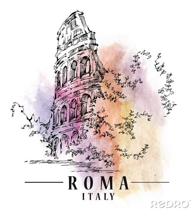 Sticker  Aquarelle romaine