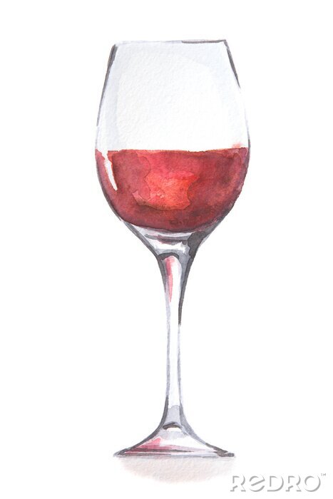 Sticker  Aquarelle verre de vin rouge. Beau et élégant verre avec boisson alcoolisée. Art pour décoration de menu.