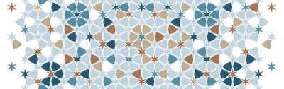 Sticker  Arabesque vector seamless pattern. Geometric halftone texture with color tile disintegration or breaking