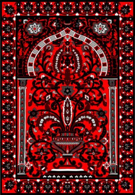 Arabic tile fresca flower grey black red