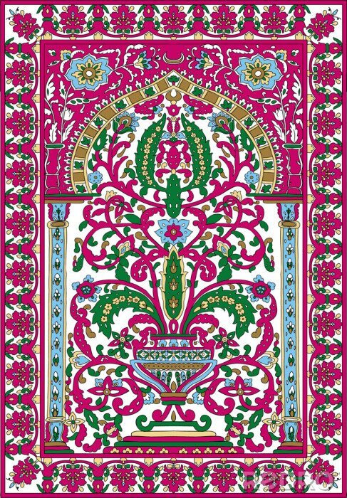 Sticker  Arabic tile fresca flower pink