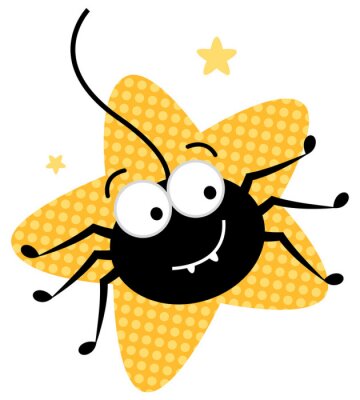 Sticker  Araignée noire souriante sur fond d'étoile