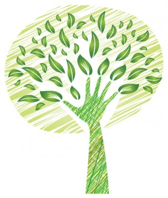 Sticker  Arbre et Feuillage - Tronc en forme de Main