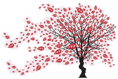 Sticker  Arbre et Feuilles - Vent et Tempête
