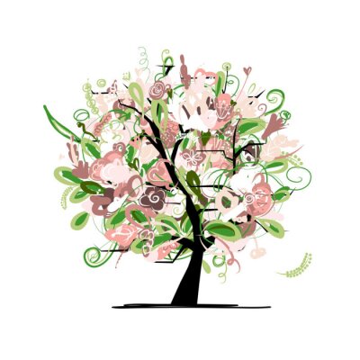 Sticker  Arbre floral pour votre conception
