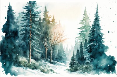 Sticker  Arbres d'hiver dans un pays turquoise