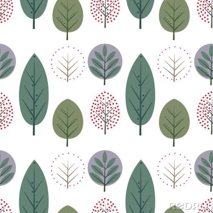 Sticker  Arbres sur fond blanc dans le style scandinave