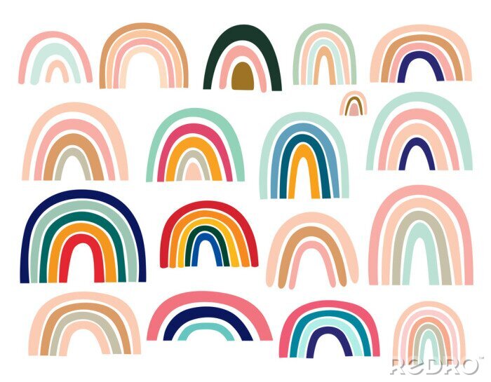 Sticker  Arc-en-ciel - assortiment de couleurs pastel