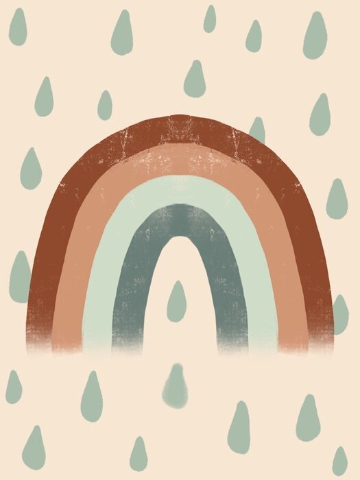 Sticker  Arc-en-ciel avec des gouttes de pluie version style scandinave