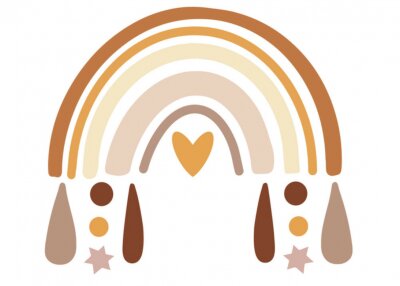 Sticker  Arc-en-ciel boho dans les tons marron
