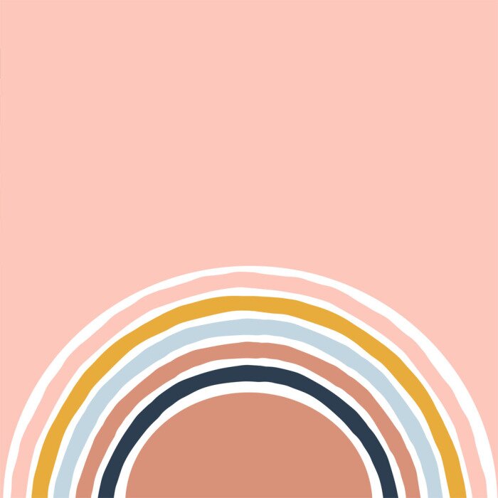 Sticker  Arc-en-ciel rétro sur fond rose