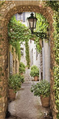 Sticker   Arch on the old street, fresco