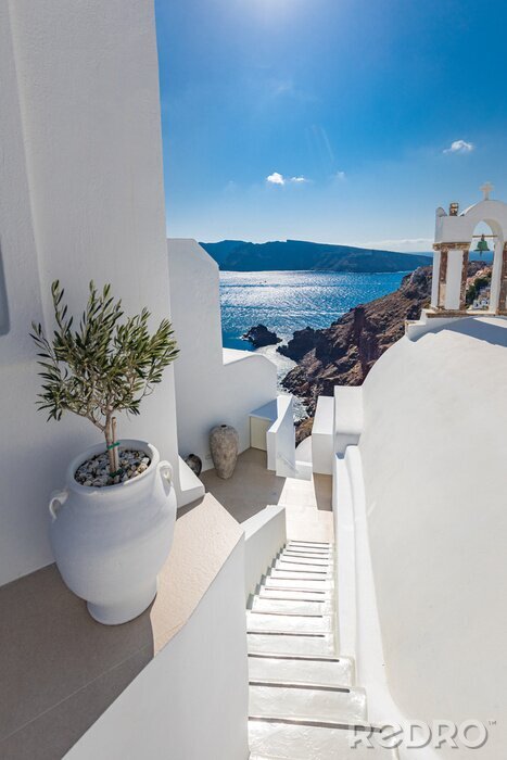 Sticker  Architecture blanche sur l'île de Santorin en Grèce