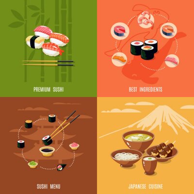 Sticker  Asian Food Design Concept