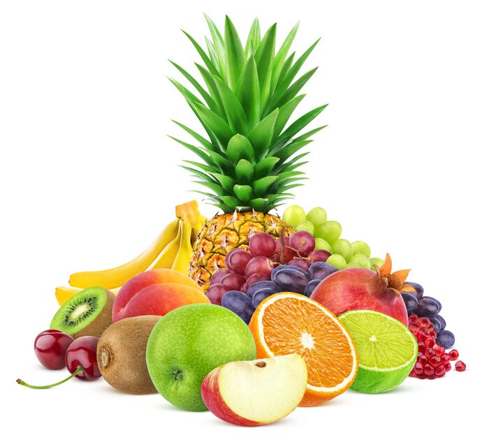 Sticker  Assortiment de fruits exotiques isolé sur fond blanc