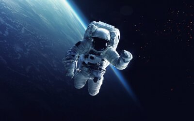Astronaute 3D de l'espace extra-atmosphérique en combinaison spatiale