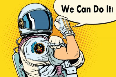 Sticker  Astronaute dans des graphismes colorés de style bande dessinée