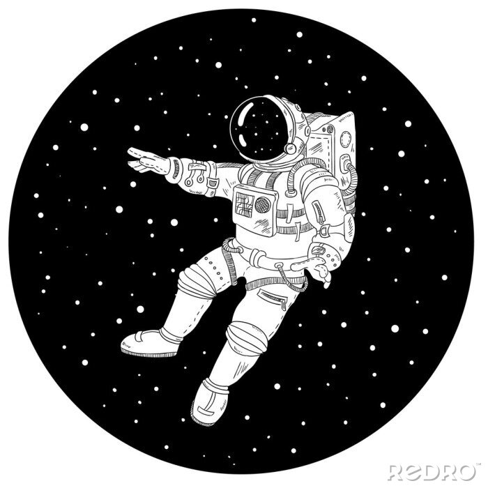 Sticker  Astronaute dans l'espace dessin simple