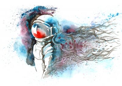 Sticker  Astronaute dans l'oeuvre d'art de l'espace