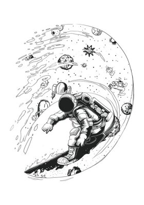 Sticker  Astronaute dans le graphique de surf de l'espace extra-atmosphérique
