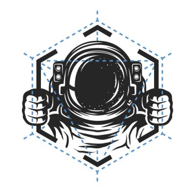 Sticker  Astronaute dans un graphique simple hexagone