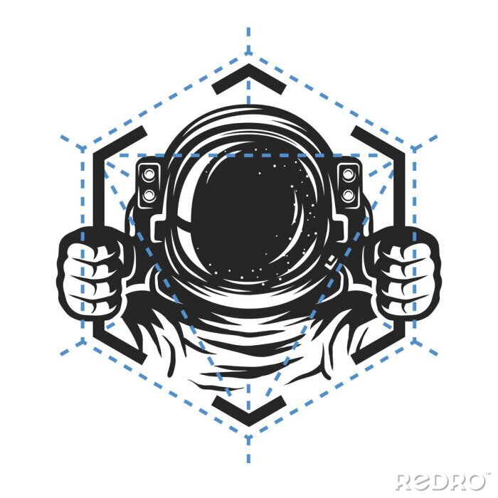 Sticker  Astronaute dans un graphique simple hexagone