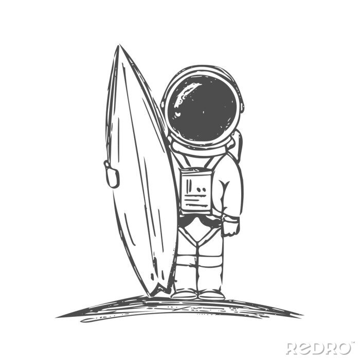 Sticker  Astronaute dans une combinaison spatiale avec une planche