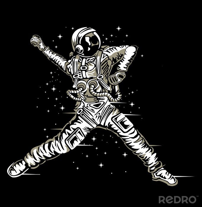 Sticker  Astronaute dans une combinaison spatiale lançant une balle
