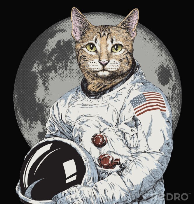 Sticker  Astronaute de chat dans une combinaison spatiale