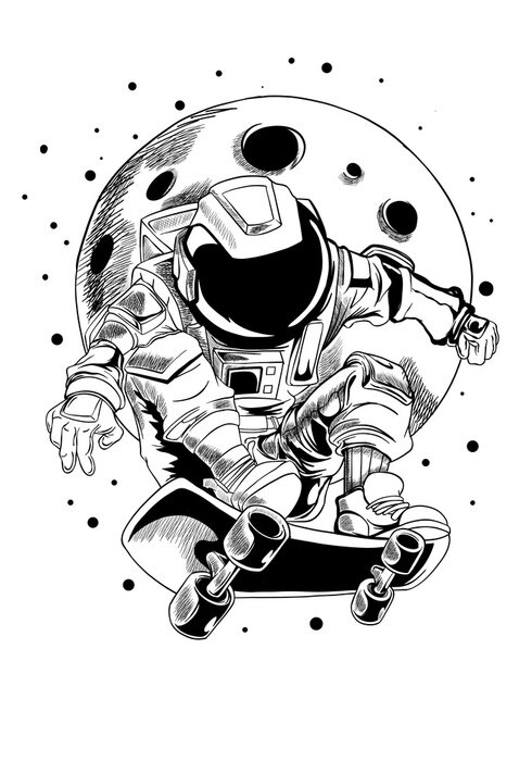 Sticker  Astronaute de l'espace faisant du skateboard