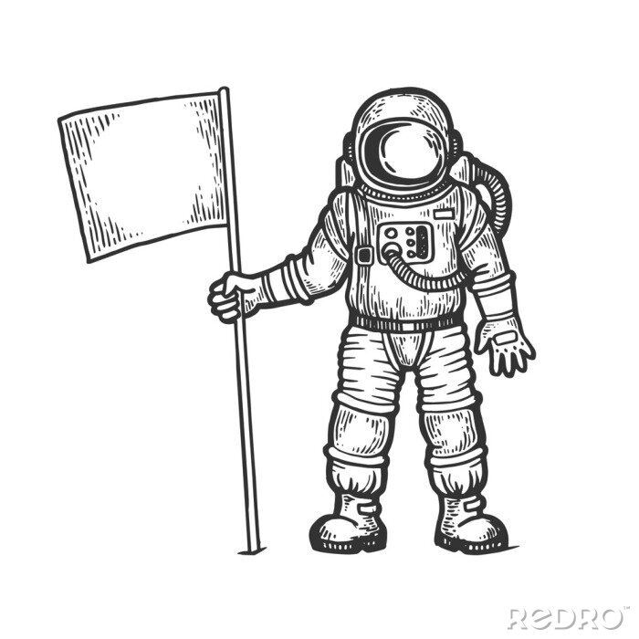Sticker  Astronaute de l'espace tenant un graphique de drapeau