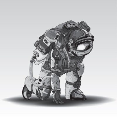 Sticker  Astronaute en position de course graphique