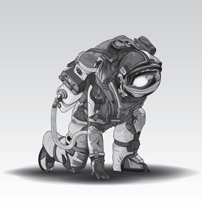 Sticker  Astronaute en position de course graphique