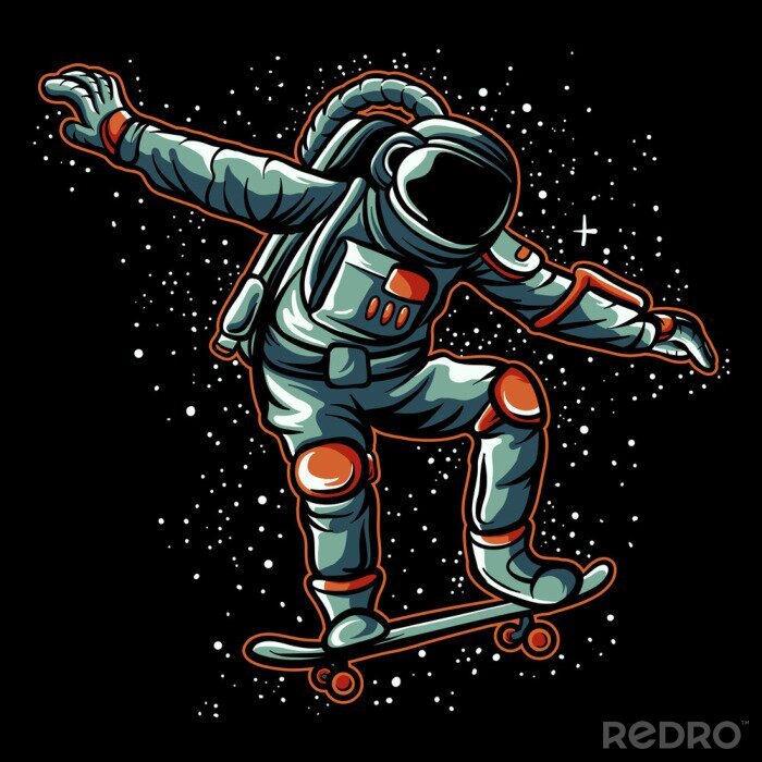 Sticker  Astronaute sur un skateboard
