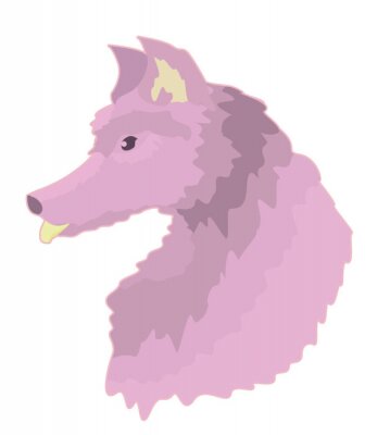 Sticker  Autocollant Loup rose de profil. Autocollant loup simple pour décorer des cartes ou des textiles