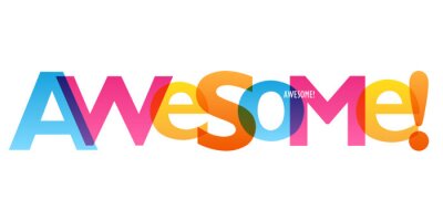 Sticker  AWESOME! colorful vector typography banner