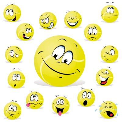 Sticker  Balles de tennis avec différentes expressions faciales