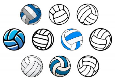 Sticker  balles de volley-ball dans les grandes lignes et le style cartoon