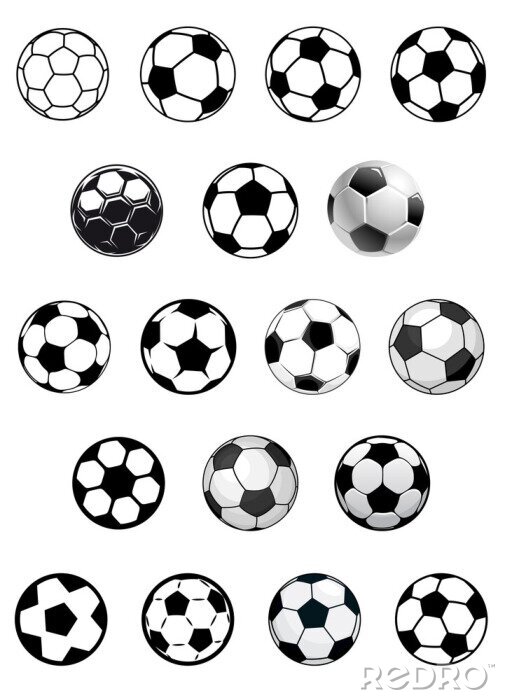 Sticker  Balles ou ballons de football football en noir et blanc