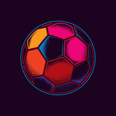 Ballon de football multicolore sur fond sombre