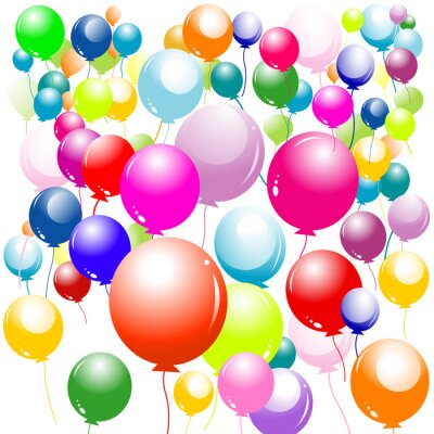 Sticker  Ballons arc-en-ciel sur fond blanc