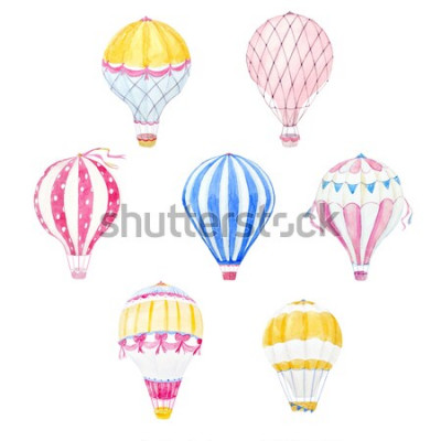 Sticker  Ballons multicolores avec paniers dessin pastel
