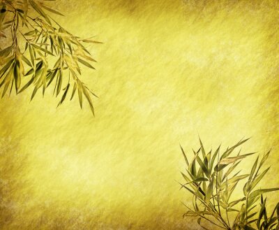 Bambou sur fond jaune vieilli