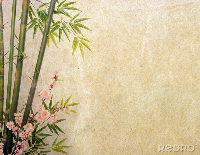 Sticker  bambou sur le vieux grunge texture du papier
