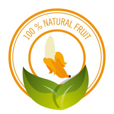 Sticker  Banane dans le logo circulaire des aliments biologiques